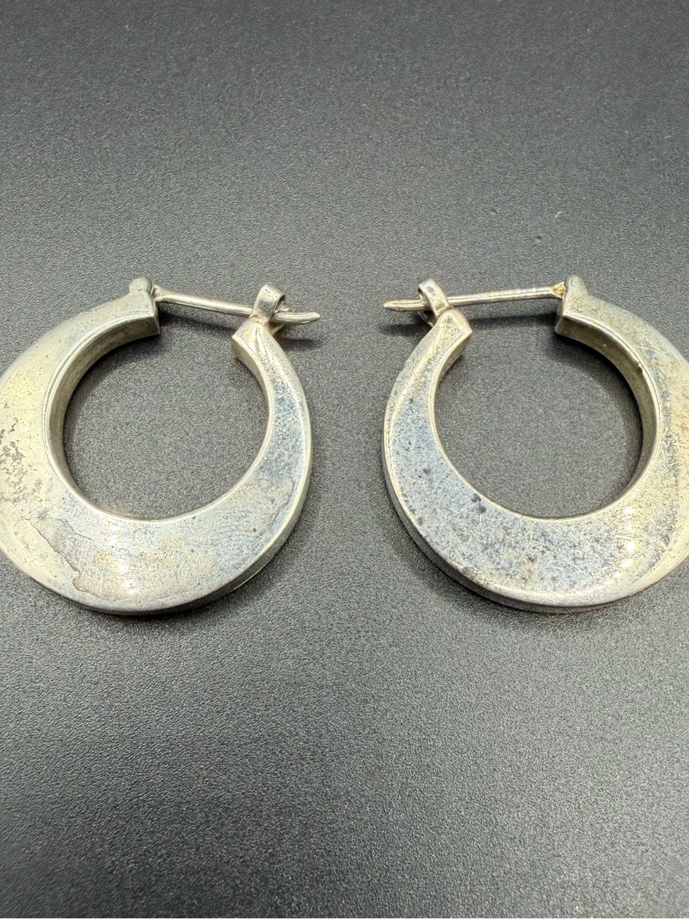 Mexico 925 Sterling Silver Horseshoe Flat Hoop Earrings 15 Grams Jewelry Women